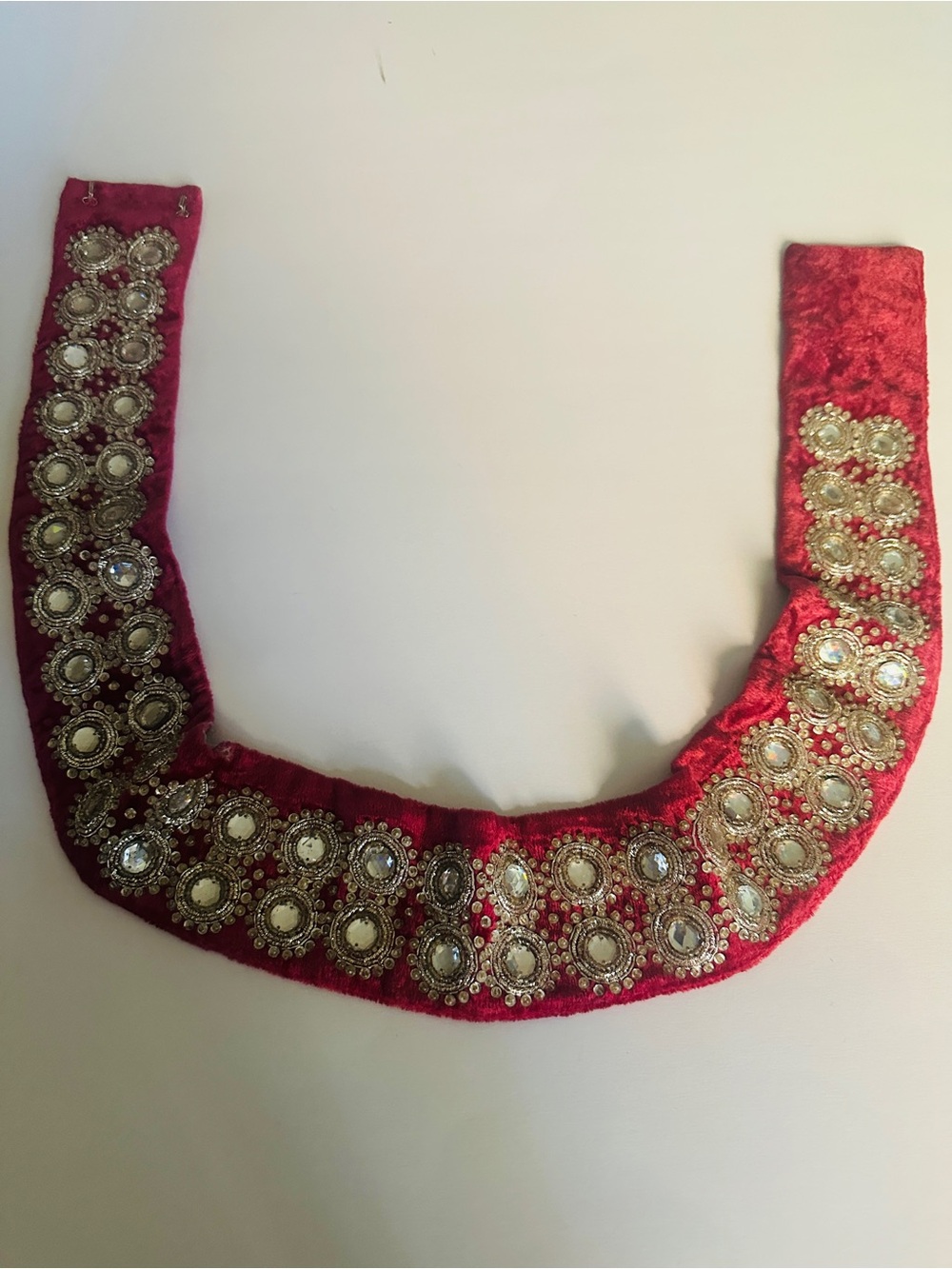 Belt Burgundy Velvet Plastic Sparkling Rhinestone Style Embellished Belt